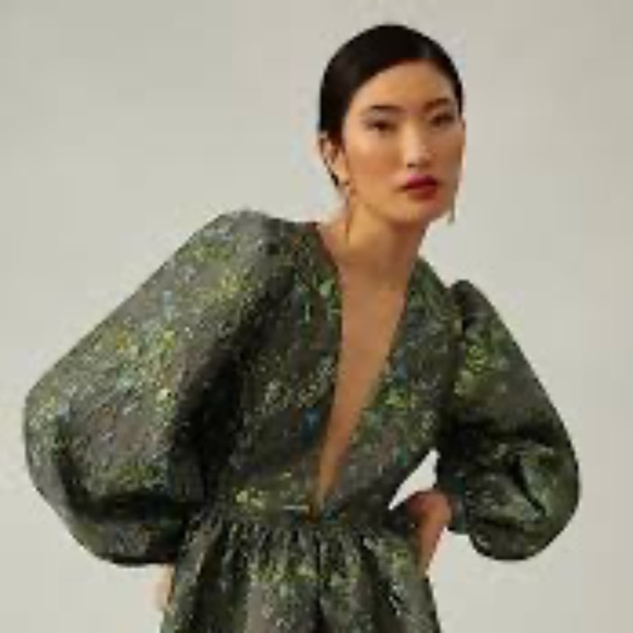 COREY LYNN CALTER DEEP-V JACQUARD DRESS - Picture 8 of 16